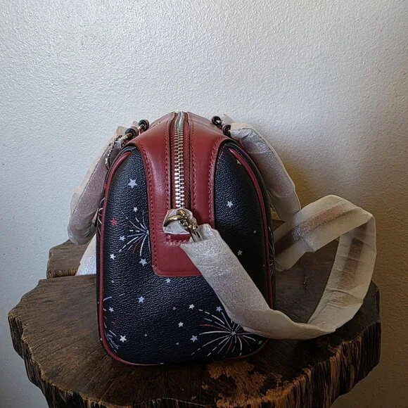 Coach Mini Bennett Satchel F73155 Fireworks SV/Navy Multi Red White Blue NWT - Picture 13 of 15
